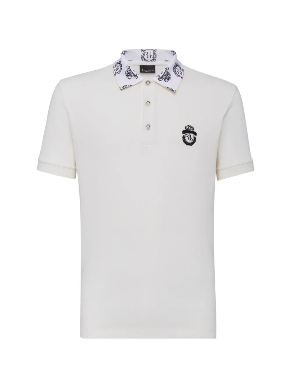 Billionaire Crest-embroidered piqué polo shirt Wit