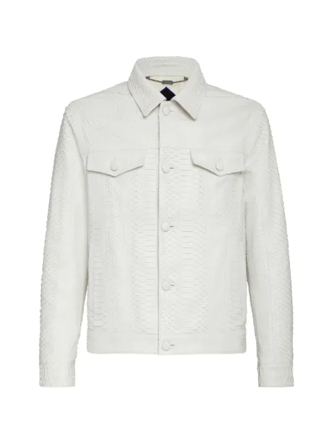 Billionaire snakeskin-effect button-up jacket