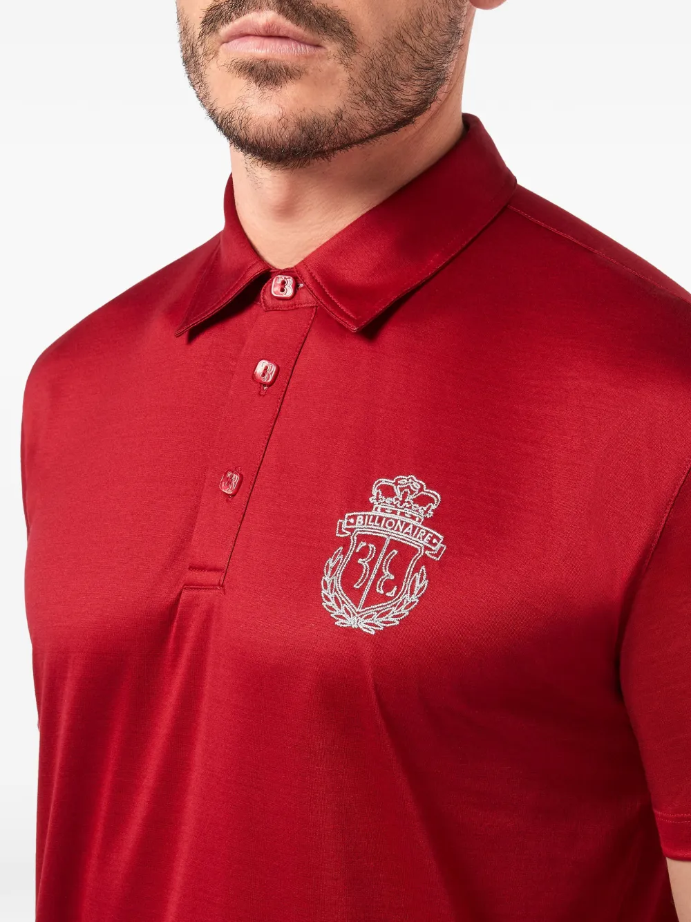Billionaire Poloshirt met geborduurd wapenschild Rood