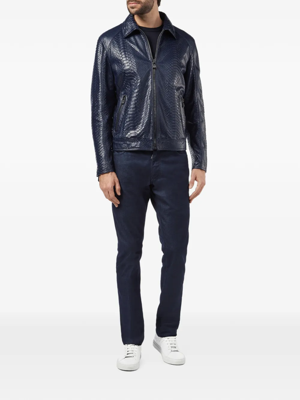 Billionaire Leren jack met rits Blauw