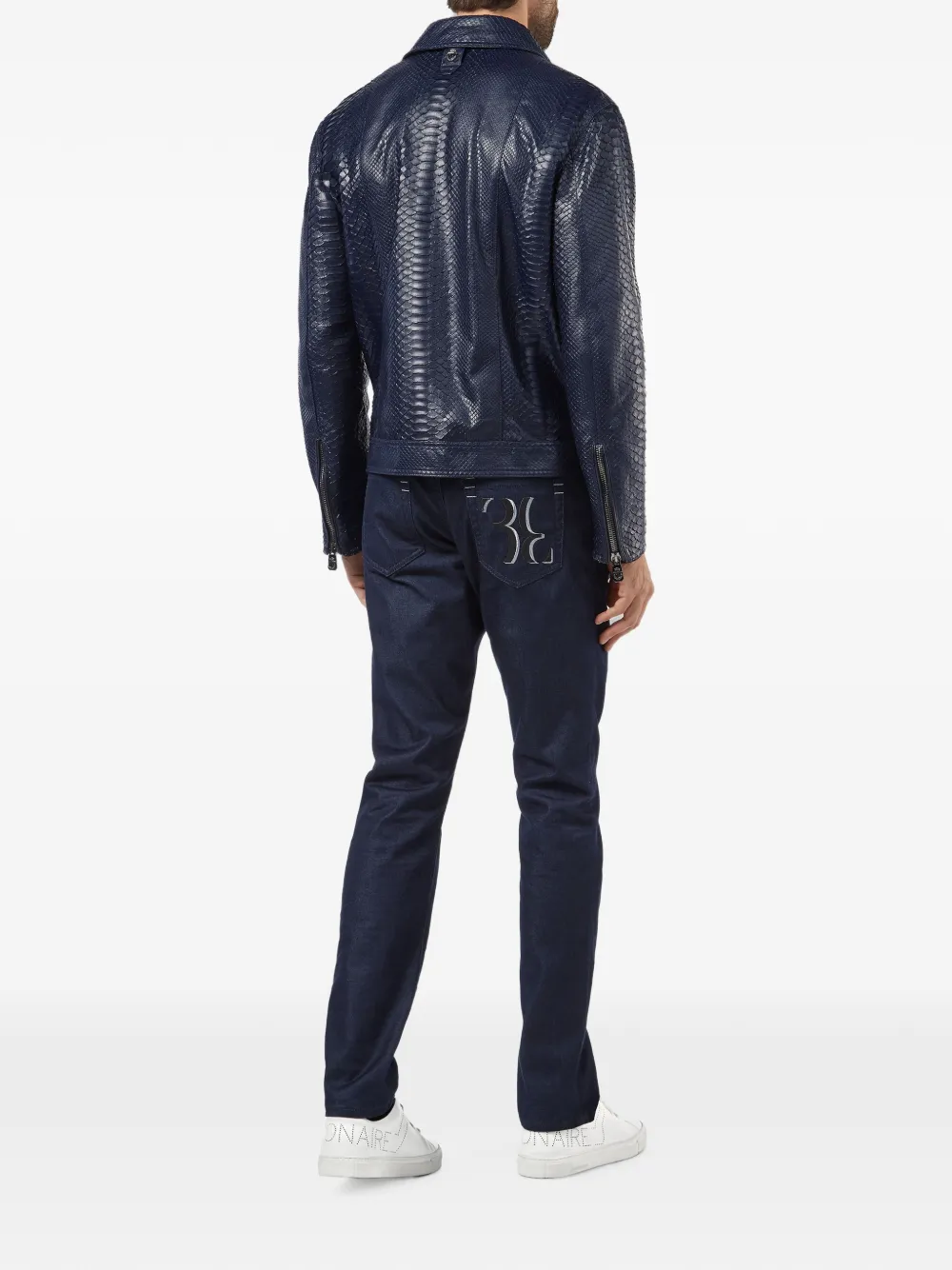 Billionaire Leren jack met rits Blauw
