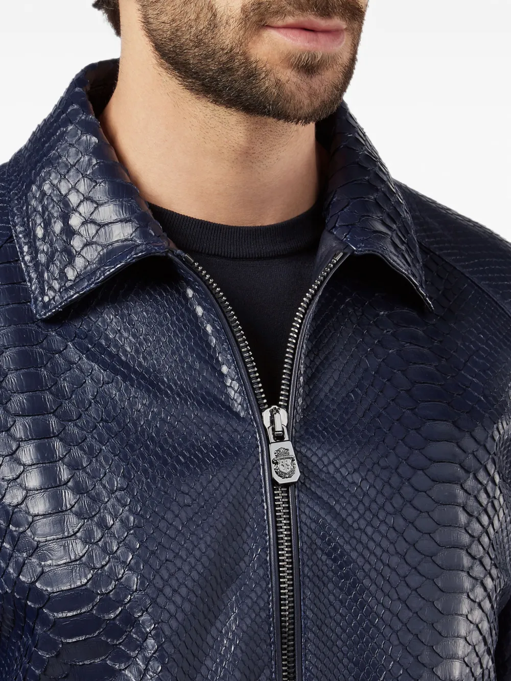 Billionaire Leren jack met rits Blauw