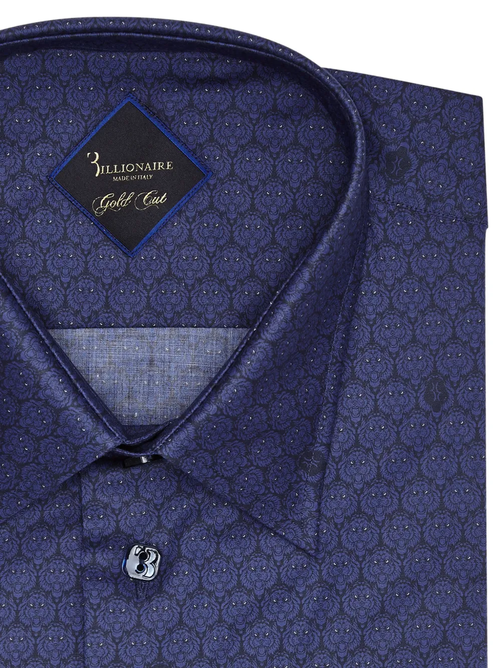 Billionaire Gold Cut lion-pattern shirt Blauw
