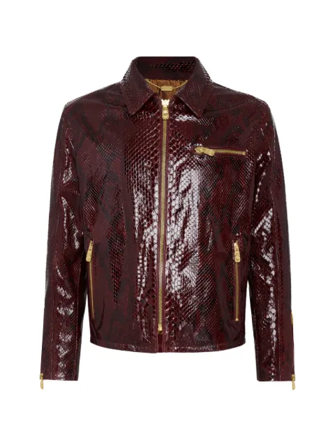 Billionaire snakeskin-effect zipped jacket