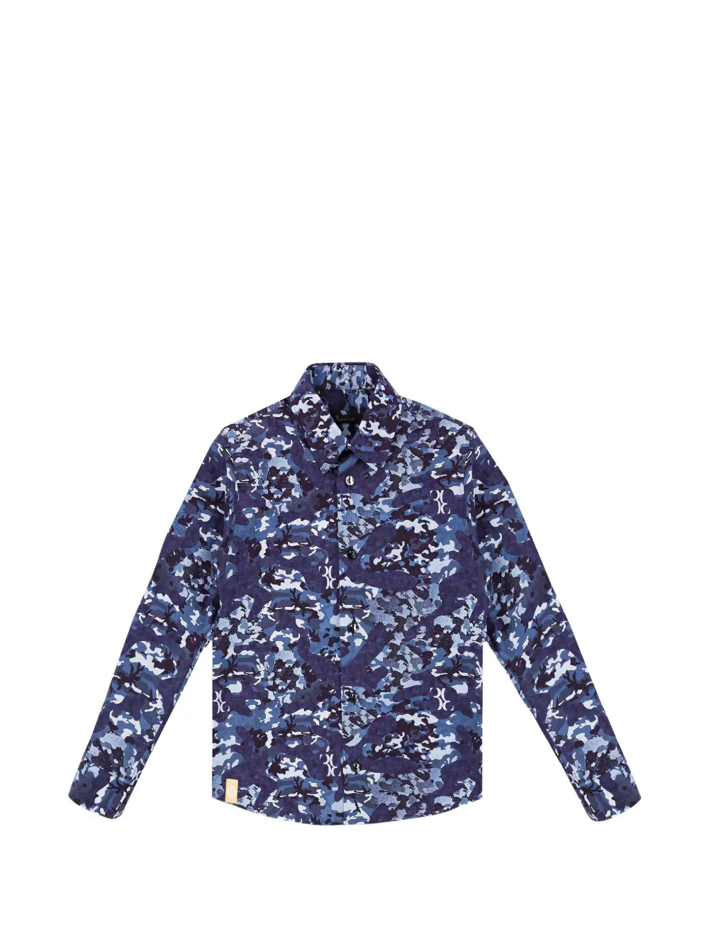 Billionaire Karl camouflage-print logo-monogram shirt Blauw