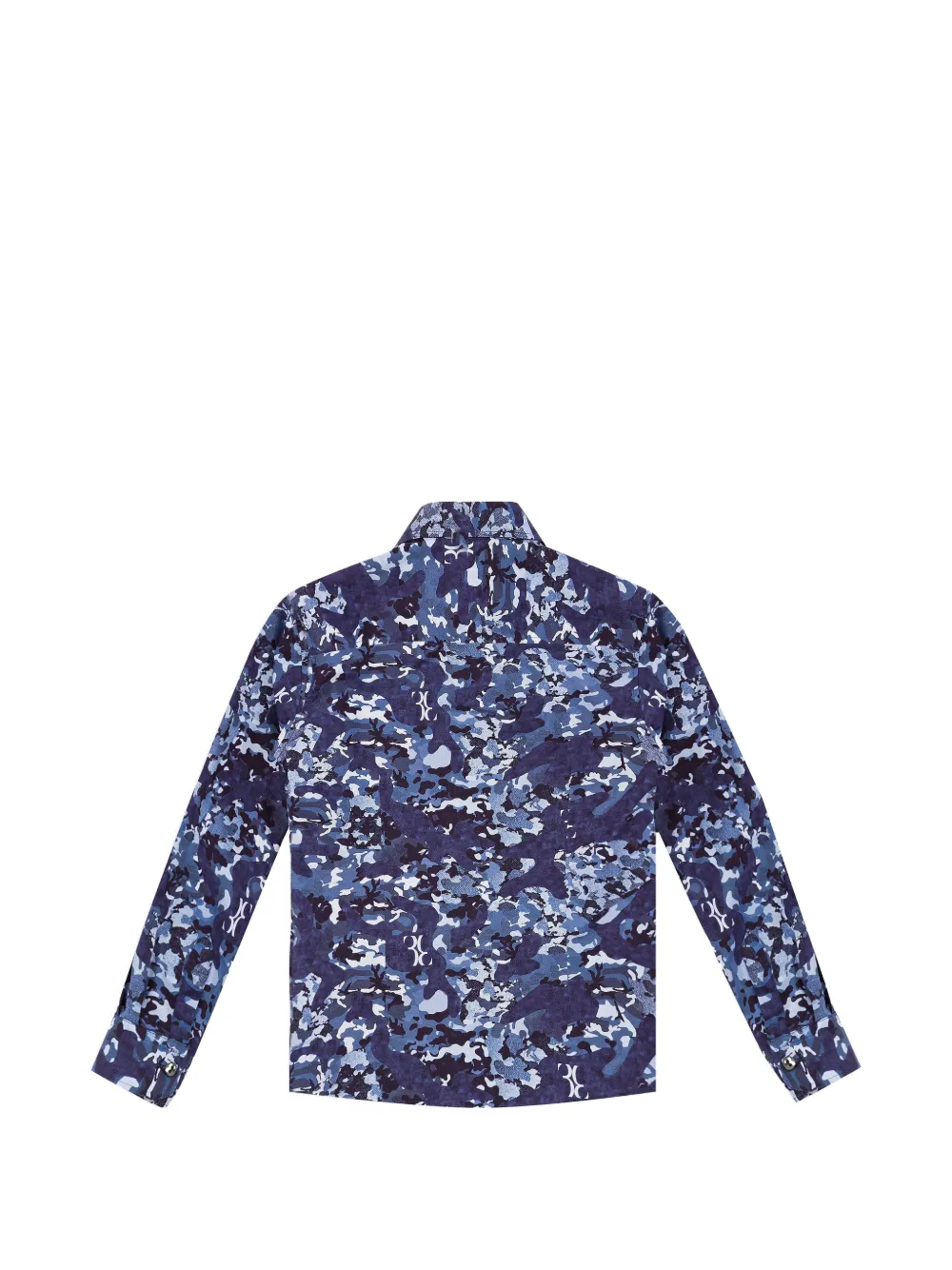 Billionaire Karl camouflage-print logo-monogram shirt Blauw
