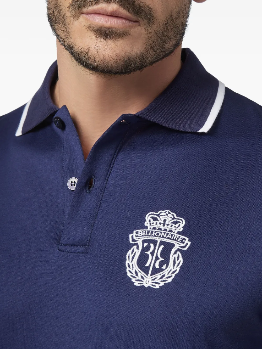 Billionaire Poloshirt met geborduurd wapenschild Blauw