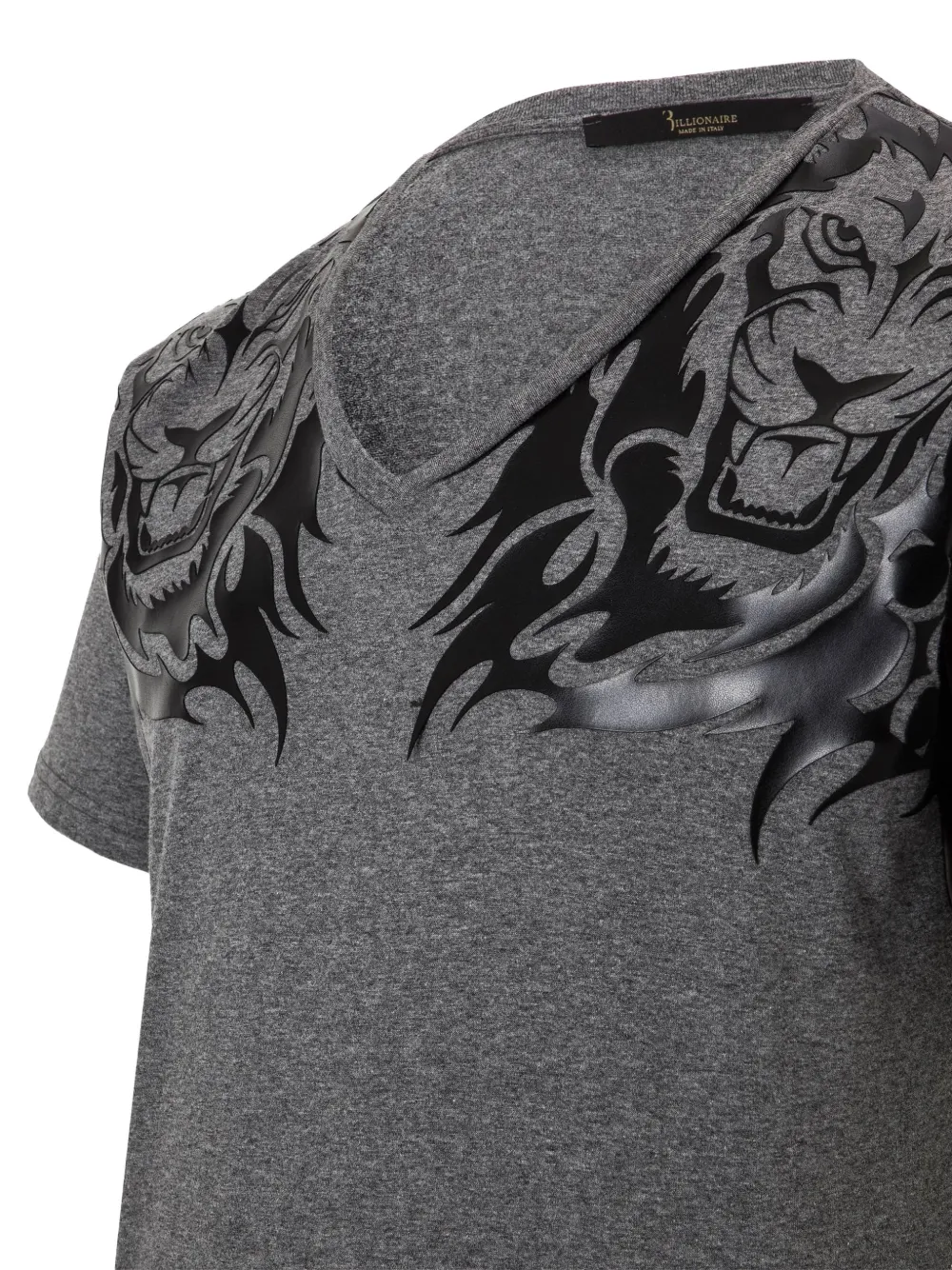 Billionaire T-shirt met leeuwprint en V-hals Grijs