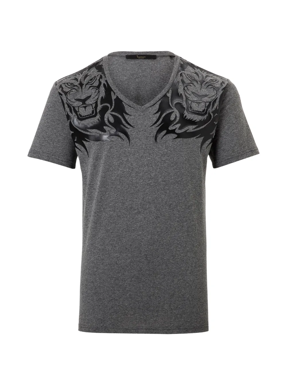 Billionaire lion-print V-neck T-shirt - Grigio