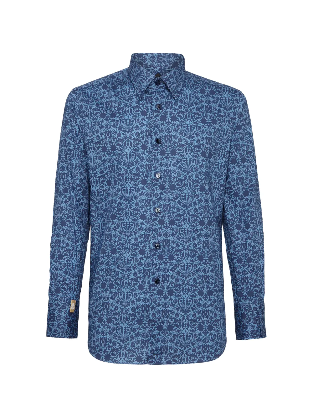 Billionaire Silver Cut damask-print shirt Blauw