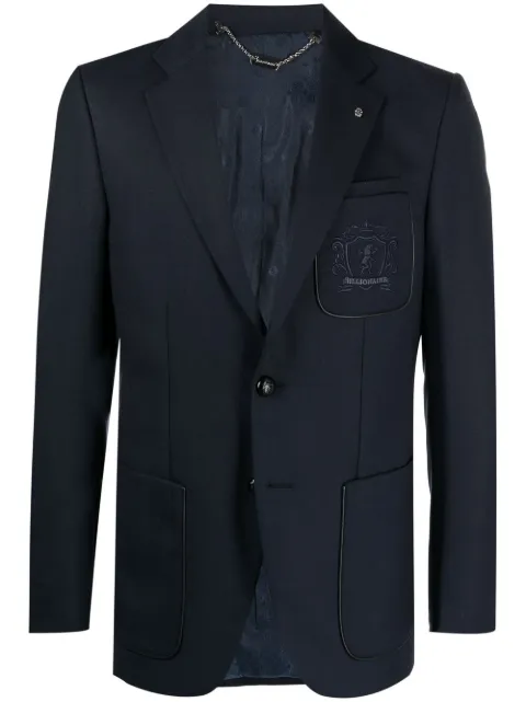 Billionaire crest motif wool blazer