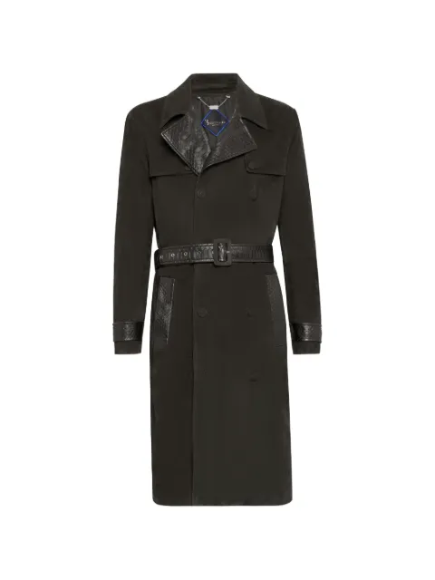 Billionaire python-leather trim trench coat