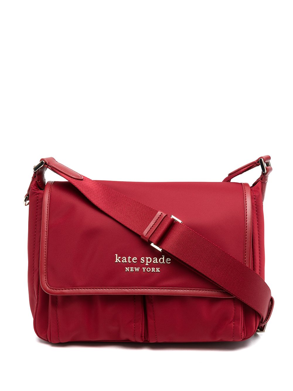 Shop Red Kate Spade Logo Plaque Shoulder Bag With Express Delivery Worldarchitecturefestival