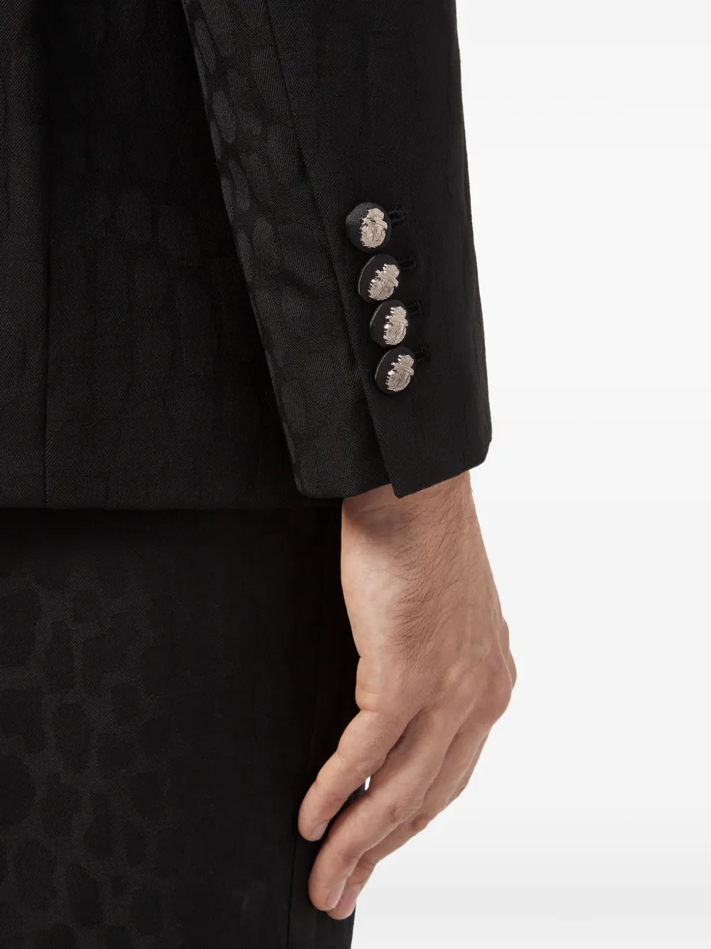 Billionaire Blazer met krokodillen-reliëf en puntige revers Zwart