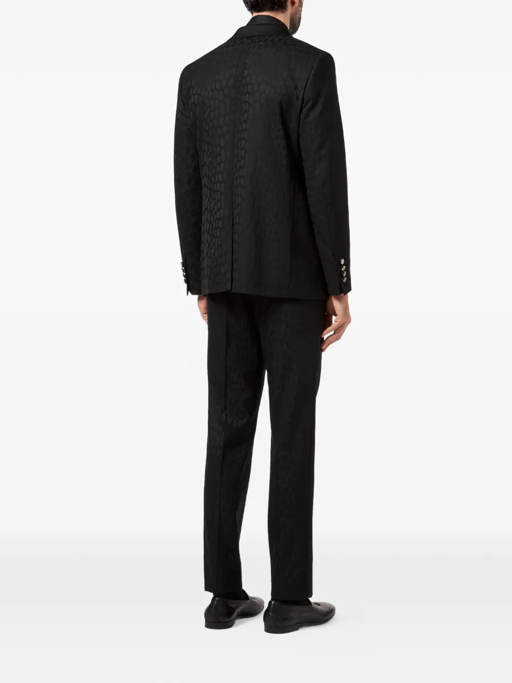  Billionaire Crocodile Effect Peak Lapel Blazer   Schwarz 