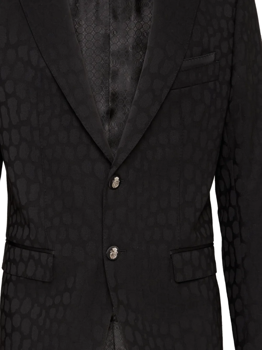  Billionaire Crocodile Effect Peak Lapel Blazer   Schwarz 