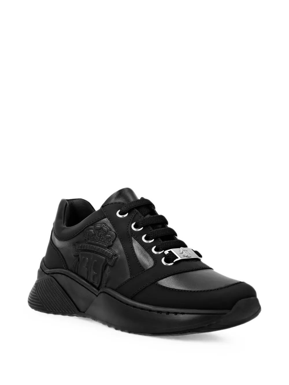 Billionaire Kids Giglio logo-embossed leather sneakers - Noir Billionaire Kids Giglio logo-embossed leather sneakers - Noir