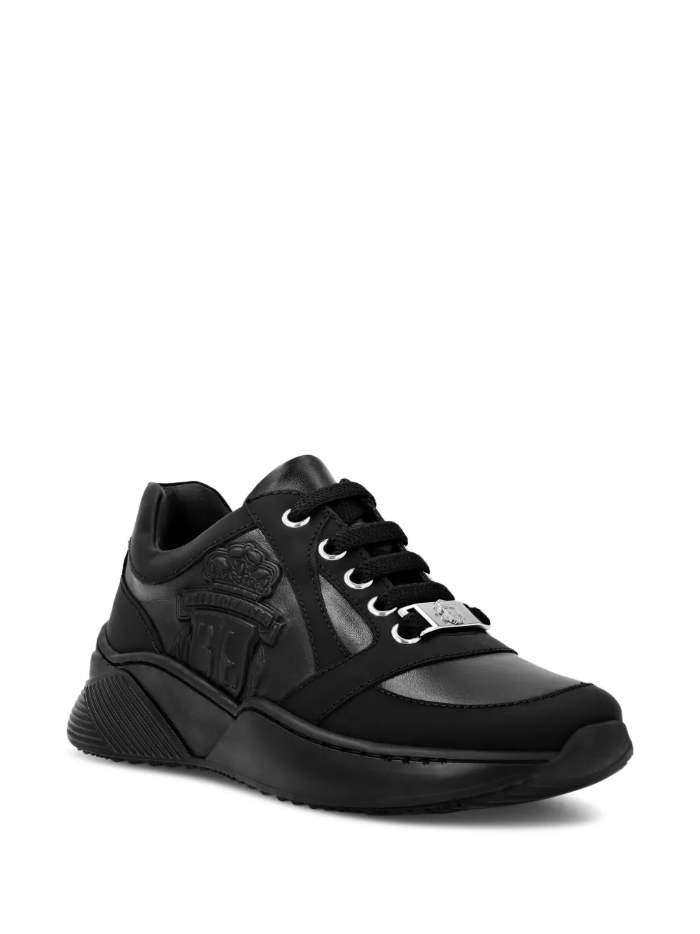 Billionaire Kids Giglio logo-embossed leather sneakers - Nero