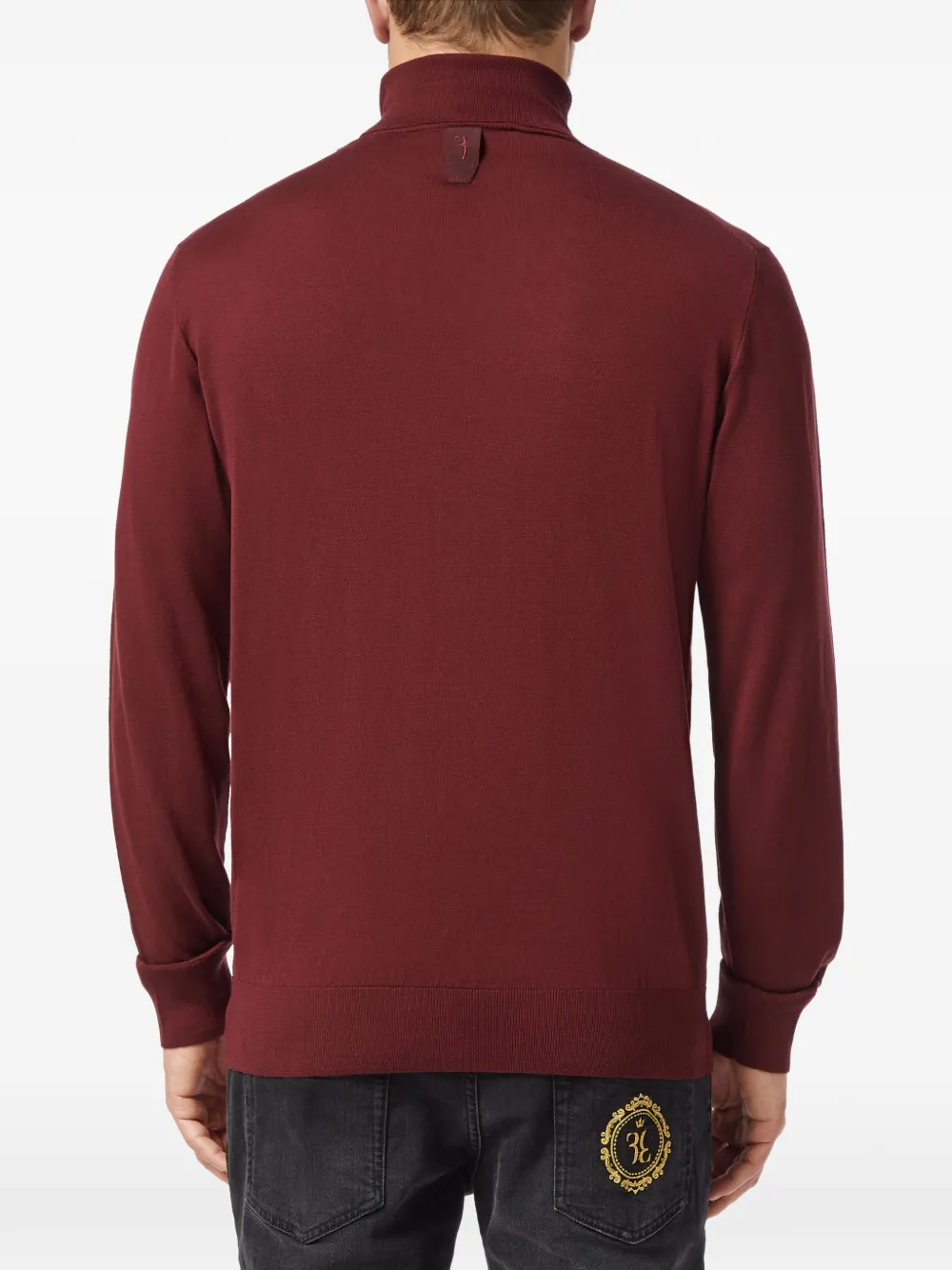  Billionaire Crest Embroidered Roll Neck Sweater   Rot 