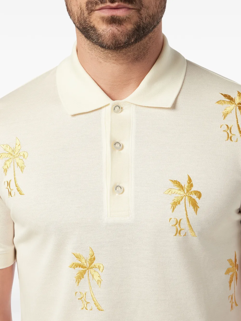 Billionaire Poloshirt met geborduurde palmboom Wit