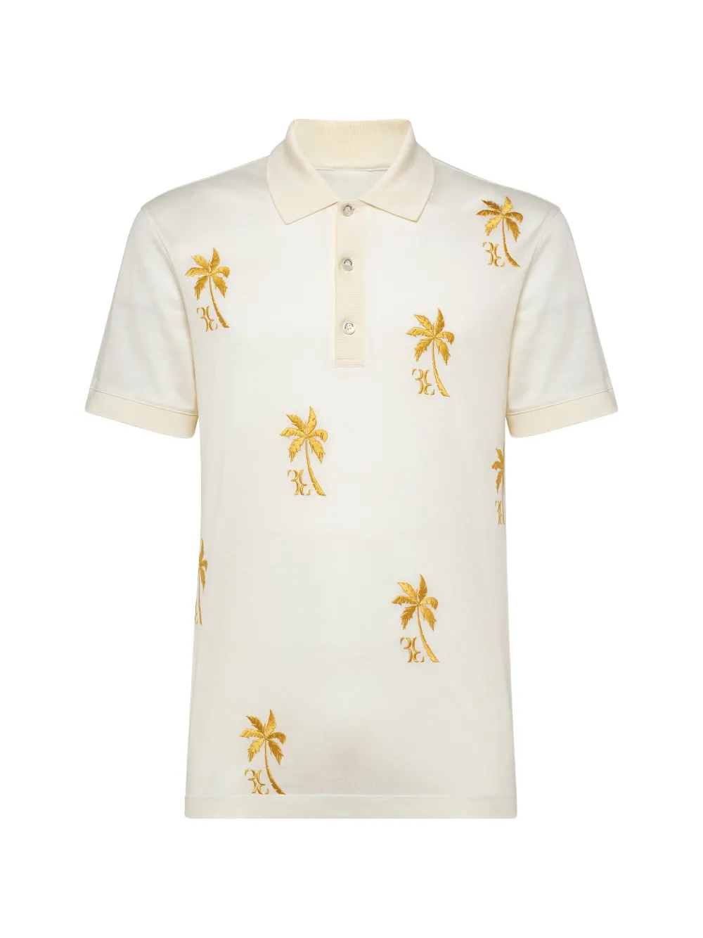 Billionaire palm-embroidered polo shirt - Weiß