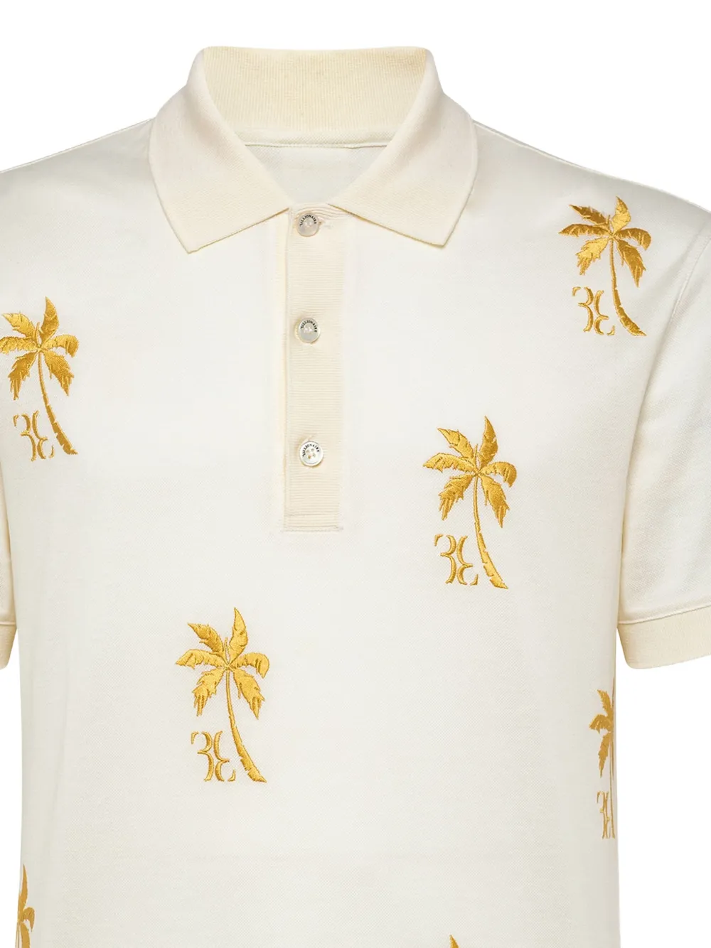  Billionaire Palm Embroidered Polo Shirt   Weiß 