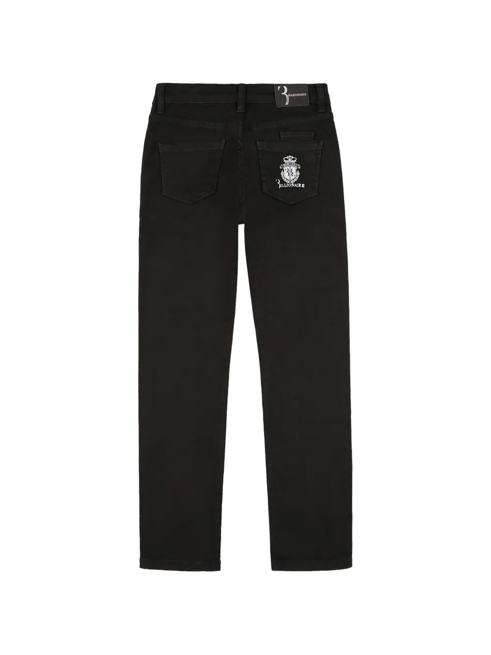 Billionaire Crest embroidered jeans Zwart