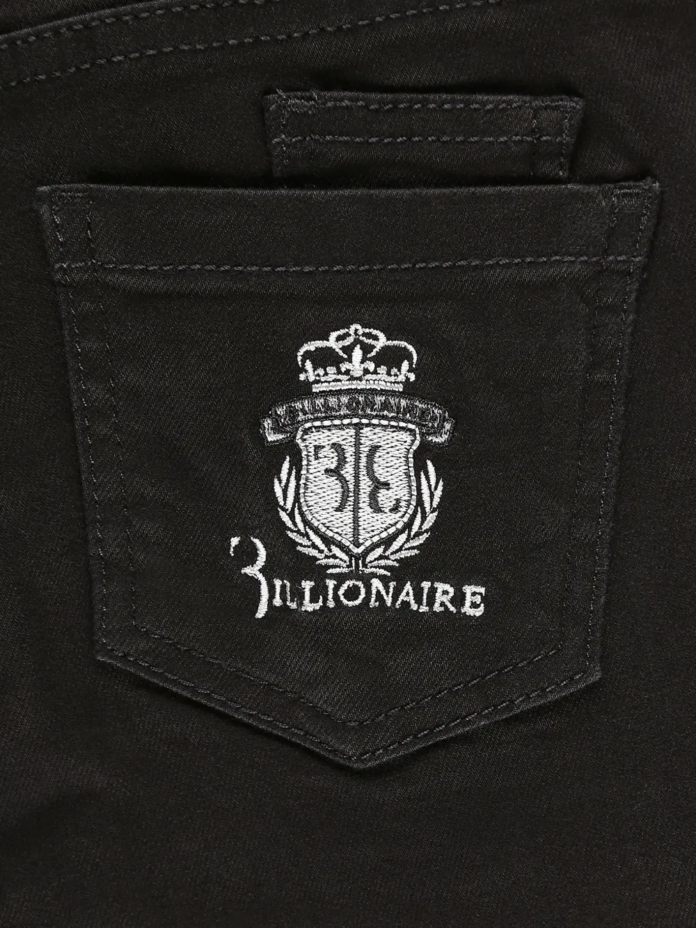 Billionaire Crest embroidered jeans Zwart