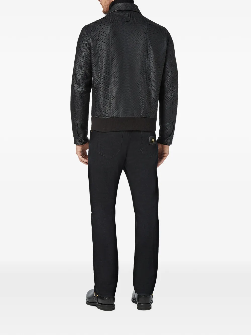 Billionaire Leren jack met python-effect Zwart