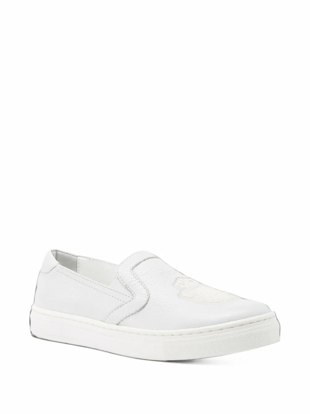 Billionaire Kevin logo-patch leather slip on sneakers - Bianco