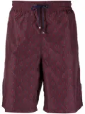 Billionaire lion head-motif drawstring-waist swim shorts - Red
