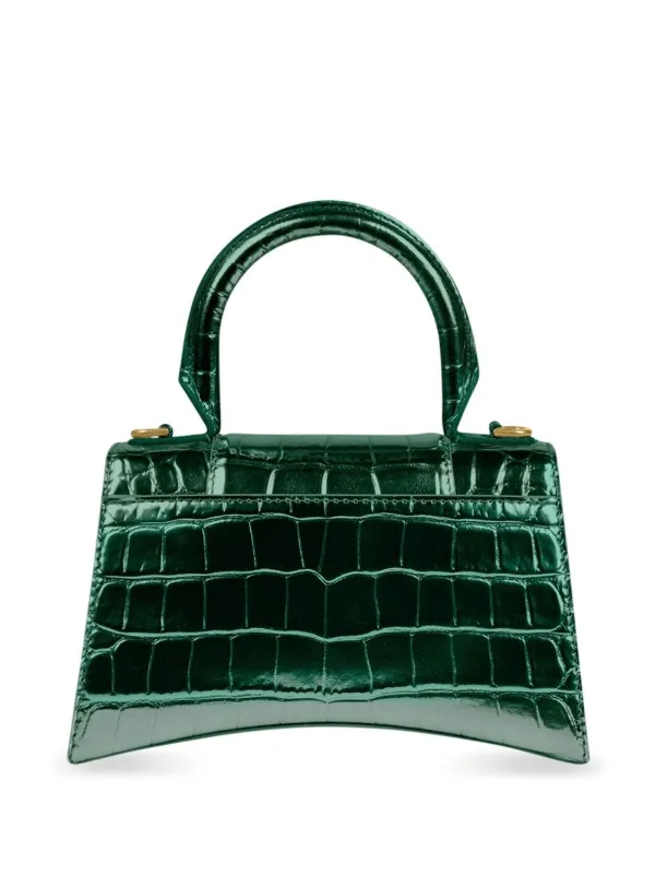 Balenciaga Green Croc Embossed Calfskin XS Hourglass Bag For Sale