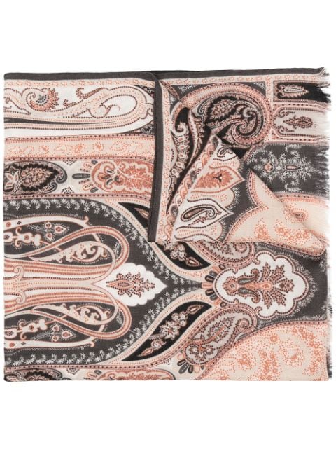 ETRO paisley-print frayed scarf