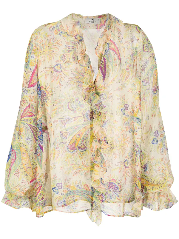 sheer paisley blouse