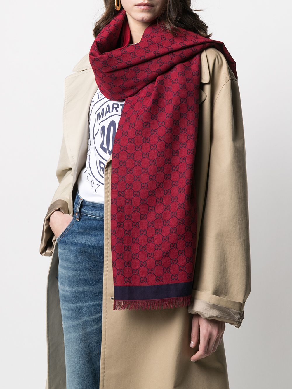 фото Gucci жаккардовый шарф с логотипом gg