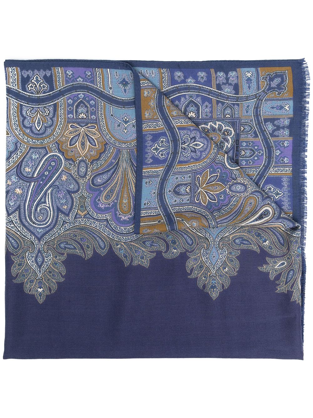 Etro Paisley Cashmere-silk Blend Scarf In Blue