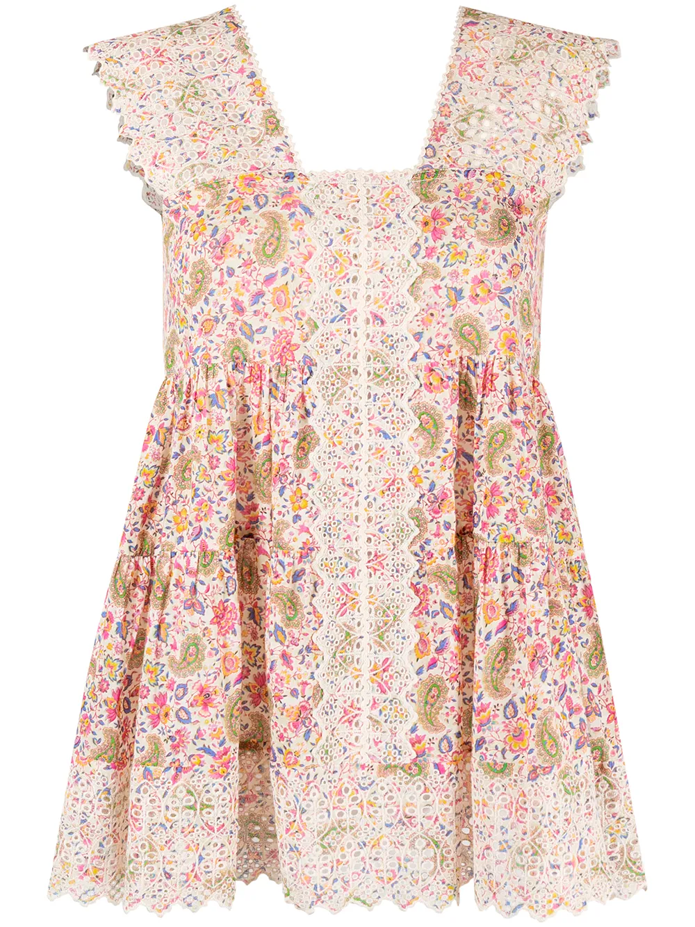 floral-print sleeveless blouse