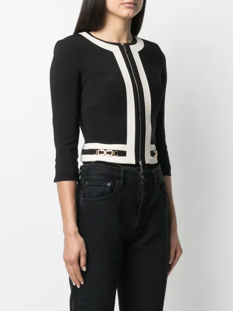 Elisabetta Franchi black cropped two-tone jacket for women | GI96511E2 at  Farfetch.com