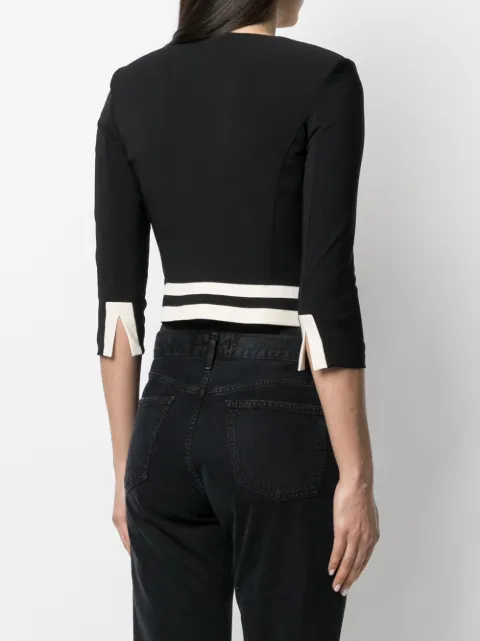 Elisabetta Franchi black cropped two-tone jacket for women | GI96511E2 at  Farfetch.com