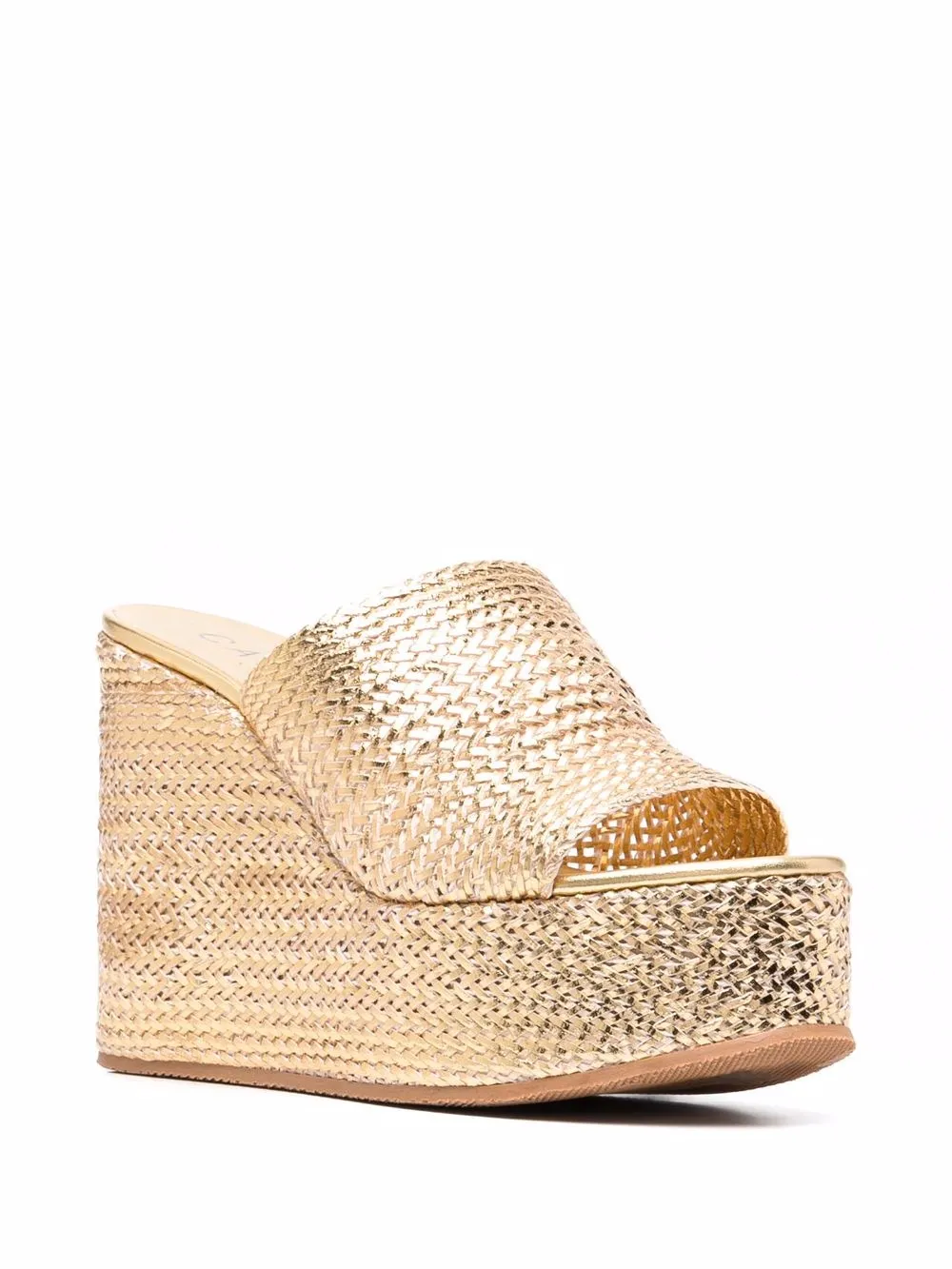 фото Casadei босоножки на танкетке с эффектом металлик