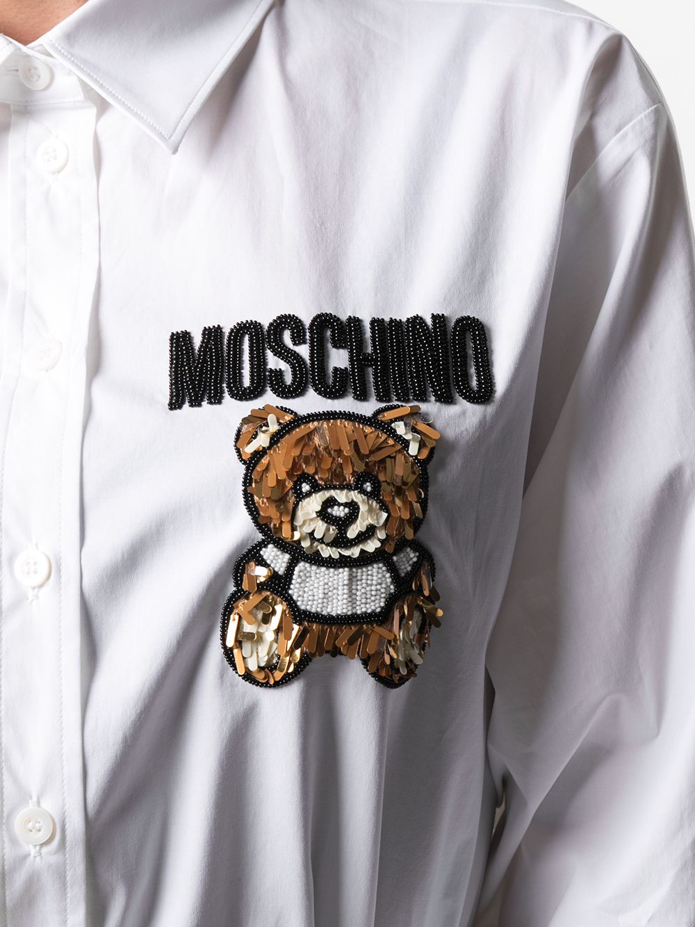 фото Moschino рубашка teddy bear с бисером