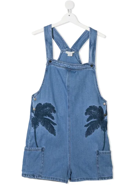 Stella McCartney Kids بلاي سوت جينز مزين بشجرة النخيل