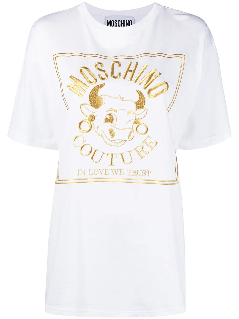 

Moschino playera con logo bordado - Blanco