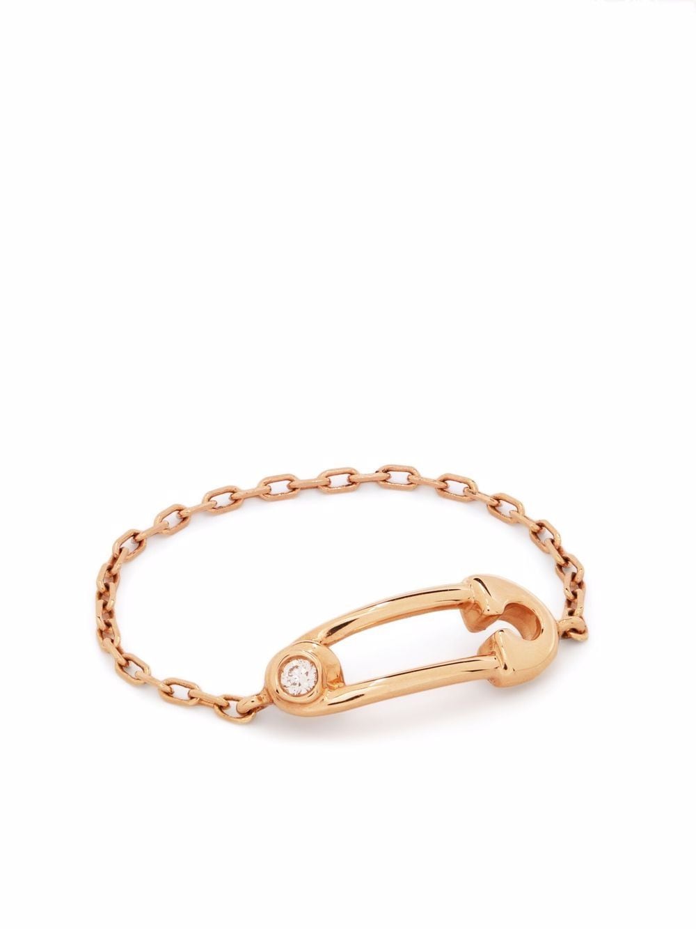 Djula 18kt rose gold safety pin chain diamond ring - Pink