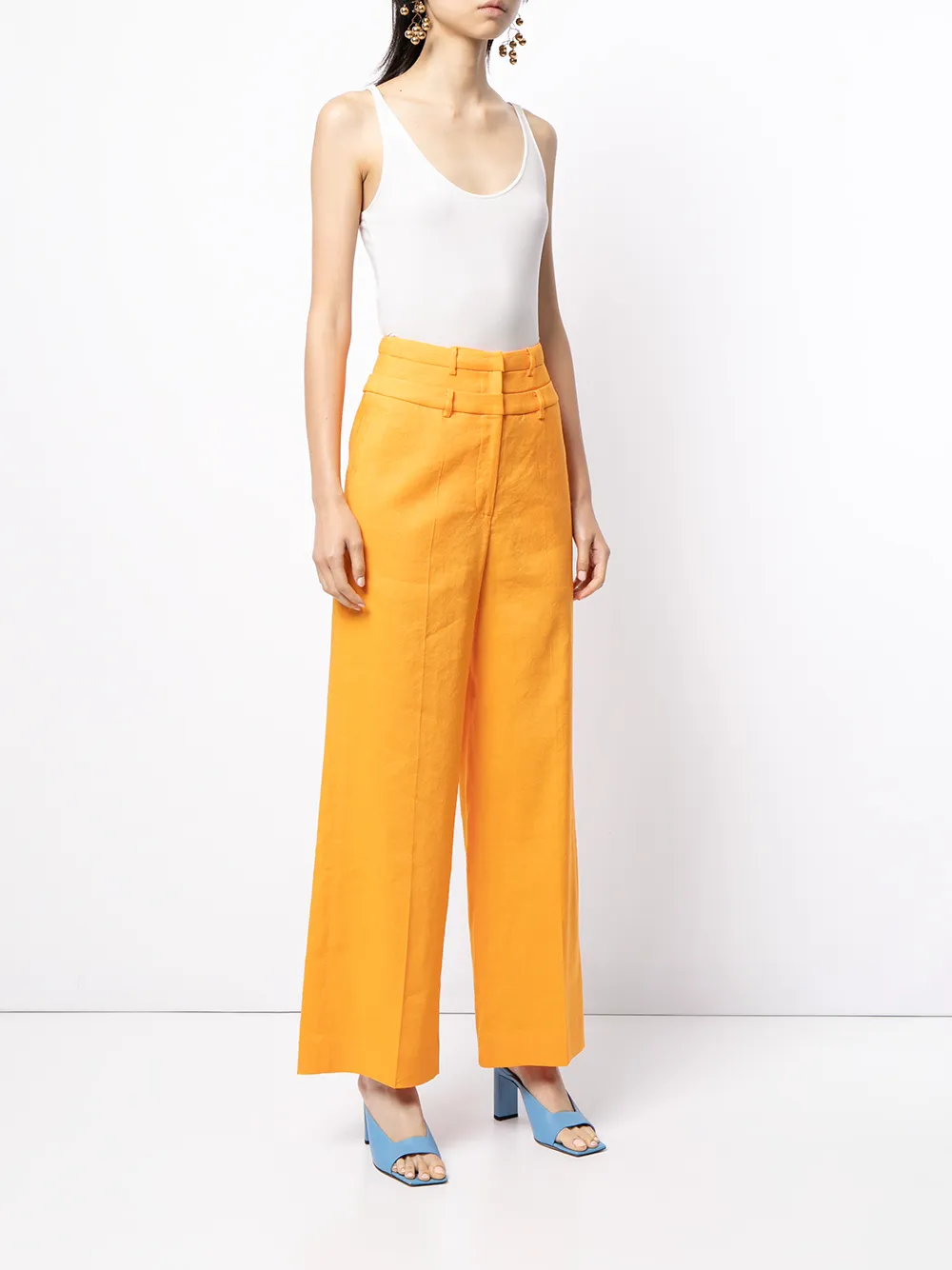 Shop Rejina Pyo Laila High-waisted Flared Trousers In Yellow