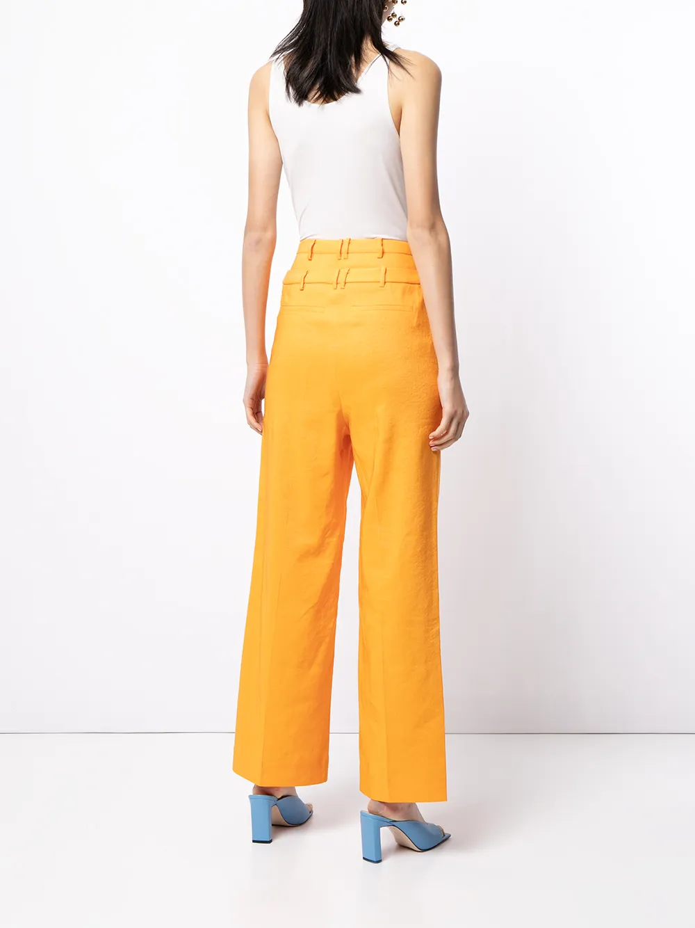 Shop Rejina Pyo Laila High-waisted Flared Trousers In Yellow