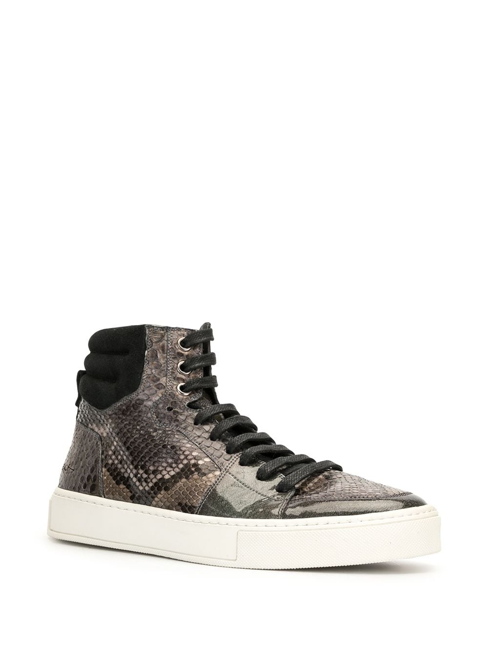 Pre-owned Saint Laurent Snakeskin Effect High-top Trainers In Brown