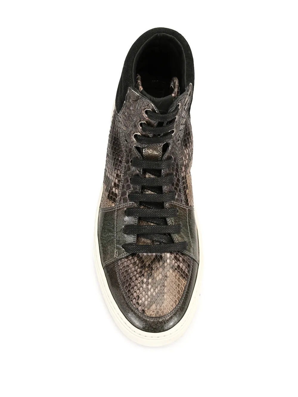 Pre-owned Saint Laurent Snakeskin Effect High-top Trainers In Brown