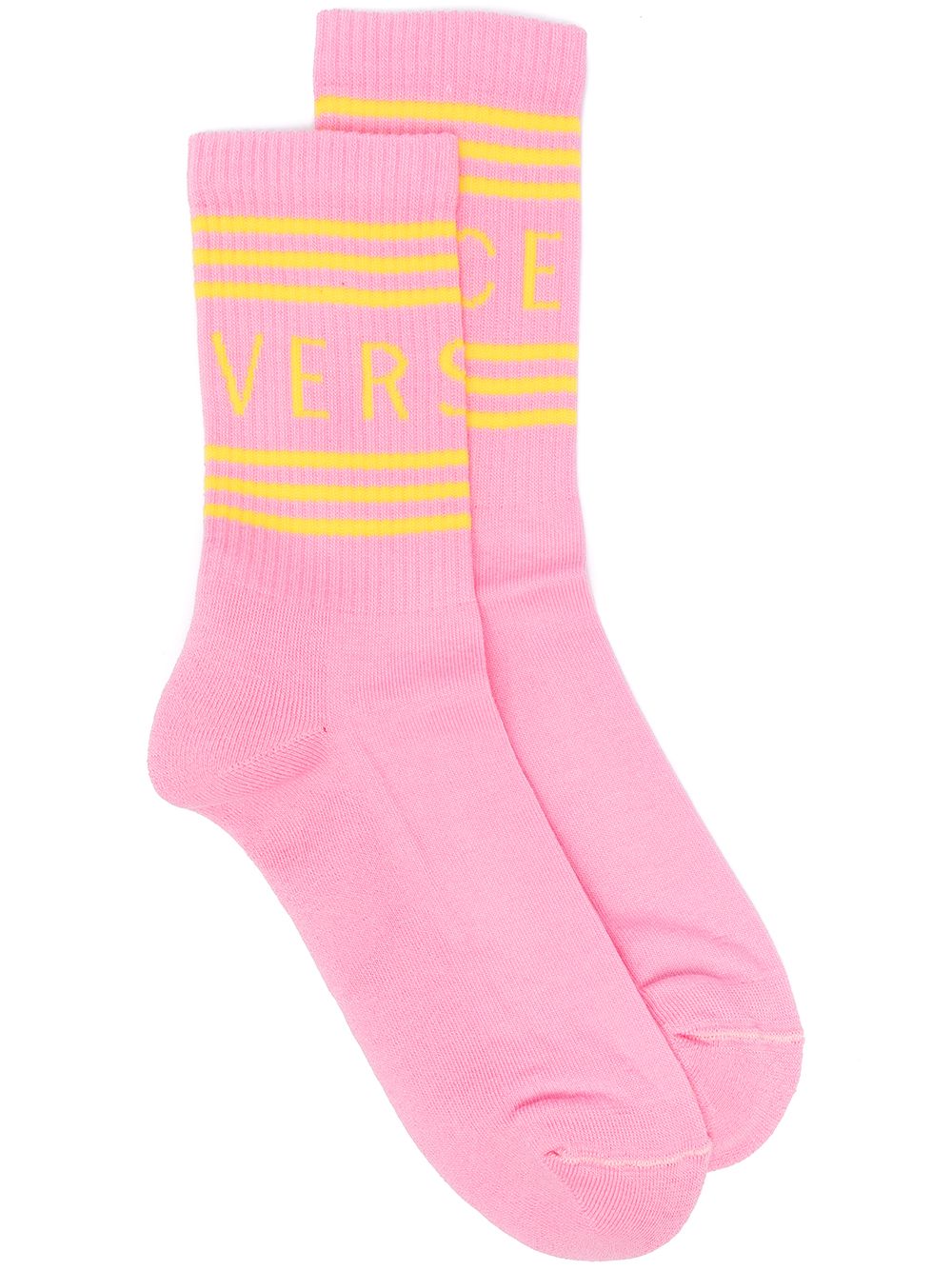 Versace Pink & Yellow Vintage Logo Socks