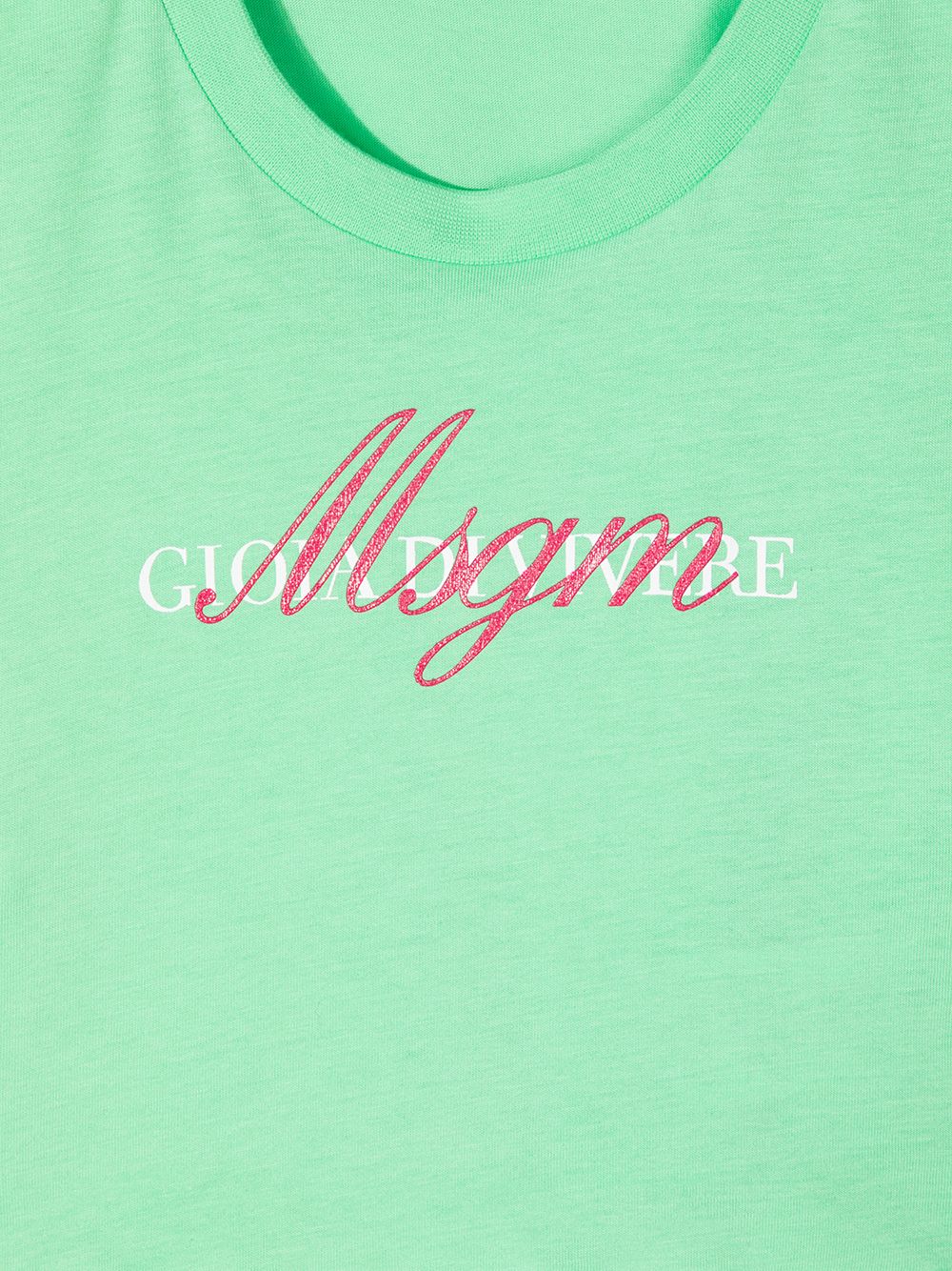 Shop Msgm Logo Print Cropped T-shirt In Green